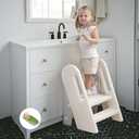 hoopyosms Toddler Step Stool for Bathroom Sink Kids Foldable Toilet Potty Training Stools Adjustable 3 to 2 Stool with Handrail Baby Kitchen Stool Children Step Ladder with Non-Slip Pads, Grey