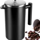 SZHETEFU 34 OZ Large French Press, Premium Stainless Steel Sturdy Insulated French Press Coffee Maker, 4-8 Cups French Coffee Press, Tea Presses for Home Kitchen Caming Loose Tea, Elegant Black