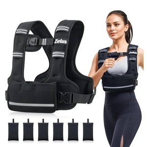 ZELUS Weighted Vest for Women Men, 11-20 lb U-Shaped Ergonomic Adjustable Workout Vest with 6 Iron Sand Bags, SGS-Certified Rucking Vest