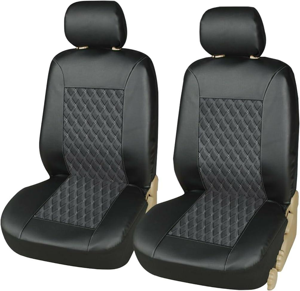 Mandark 4PCS Car Seat Cover, PU Leather Vehicle Seat Protector Full Sets, Waterproof Automotive Front Seats and Rear Bench Protection Guard Accessories, Universal for SUV, Truck, RV (Black)