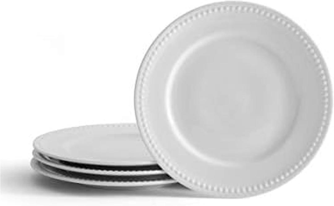 Everyday White Beaded Set of 4 Salad Plates