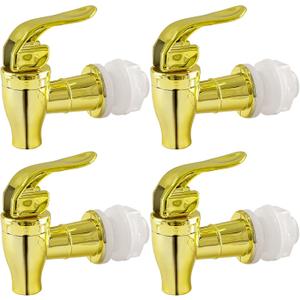 Biaungdo 4 Pcs Replacement Spigot for Beverage Dispenser, Golden Push Style Beverage Dispenser Carafe Spigot Water Dispenser Replacement Spout Faucet