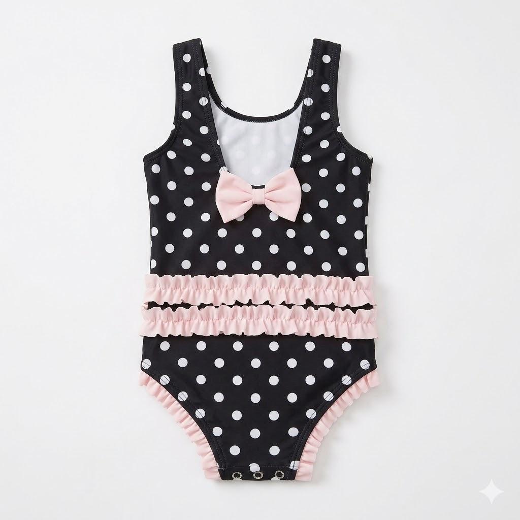 Hudson Baby Unisex Baby and Toddler Swimsuit, Mermaid (18-24 Months, Black Dot Pink Baby)