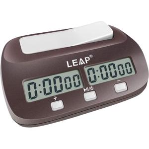 LEAP Chess Clock Digital Chess Timer Professional for Board Games Timer with Alarm Function (Official Store) Brownish Red
