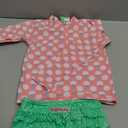 RuffleButts Baby/Toddler Girls Long Sleeve Rash Guard 2 Piece Swimsuit Set w/UPF 50+ Sun Protection with Zipper (3-6 Months, Pink Tee Time)