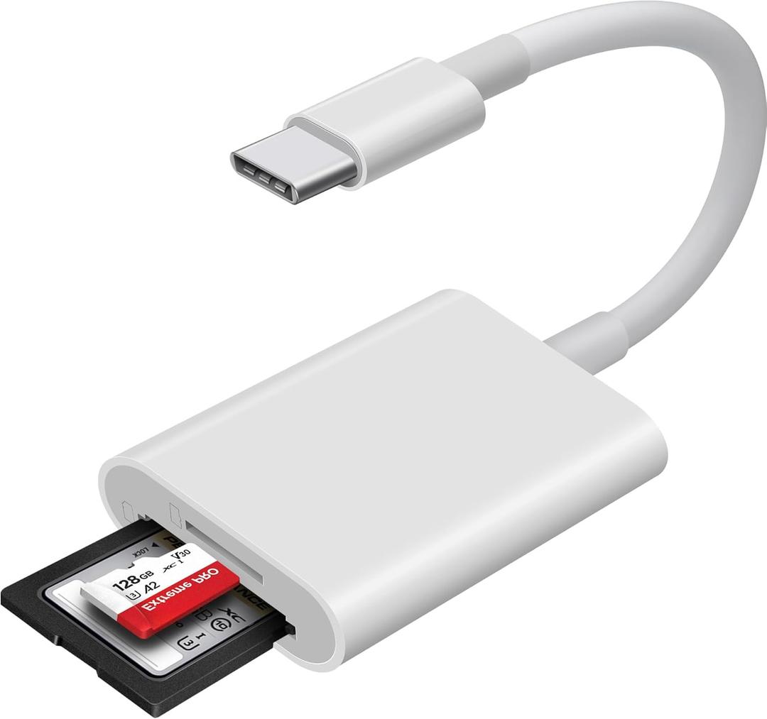 USB C SD Card Reader, WNXSLOAD SD Card Adapter with SD MicroSD Dual Slots for iPhone 15 16 iPad Mac MacBook Laptop, USB-C/TypeC High-Speed Trail Camera Memory Card Reader, Plug & Play - 2 Slots