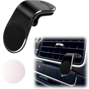 Mobile Phone Navigation Magnetic Bracket, 360 Rotational L-Type Magnetic Car Mount Universal Phone Holder Air Vent Car Magnet Mount for All Smartphones (Black)