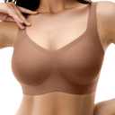 Womens Seamless Wireless Bras Supportive Push Up Bralettes (Brown, M)