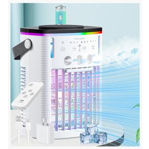 Battery Powered Air Conditioner 6000mAh,Rechargeable Small Air Conditioner for Room,Personal Air Cooler with Mist,Timer,Light,Portable Mini AC Unit Cooling Fan for Camping,Tent,Car,Desktop,Bedroom Battery Powered Air Conditioner 6000mAh,Rechargeable Small Air Conditioner for Room,Personal Air Cooler with Mist,Timer,Light,Portable Mini AC Unit Cooling Fan for Camping,Tent,Car,Desktop,Bedroom