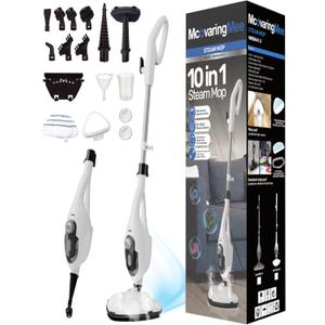 11-in-1 Steam Mop, 1550W Powerful Handheld Steam Cleaner, 260F Multi-Functional Floor Steamer with 21.3FT Cord for Floors, Hardwood, Tiles, Grout, Windows, Kitchen, Bath, Adjustable (White)