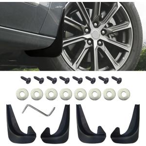 4PCS Car Mud Flaps, Mud Guards, No Drilling Mudguards Mudflaps with Hardware Kits, Automotive Exterior Accessories Universal Front & Rear Wheel Splash Guard for Protecting Car Body