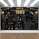41st Decorative Cloth for Women or Men, Birthday Banner With Holes, Built-in White Ribbon 1985 41st Year for Her Him Old Happy Birthday Banner, OutdoorIndoor Bday Background Decor