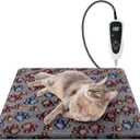 Newget Cat Heating Pad, Waterproof Pet Heating Pad for Cats Dog Indoor, 11 Adjustable Temperature Cat Warming Bed Mat with Timer, Indoor Heated Bed with Chew Resistant Cord (S: 18'' L X 18W '')
