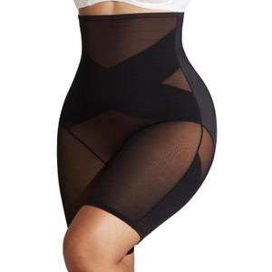 MOVWIN Tummy Control Shapewear for Women Plus Size High Waisted Butt Lifting Panties Thigh Slimmer (XX-Large, Black)