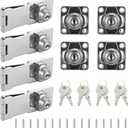 4 Pcs 4" Keyed Hasp Locks, Silver Cabinet Locks with Keys and Screws, Zinc Alloy with Twist Knob Hasp Latch Lock for Small Door, Cabinet