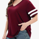 Womens Plus Size Tops Summer Short Sleeve Casual Loose Tunic V Neck Tee T Shirts 1X-5X, Size:3X