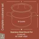 Stainless Steel Stockpot with Lid 16 Quart, Durable 18/8 Stainless Steel, Impact-Bonded Base for Even Heating, Riveted Handles, Oven & All Stove Compatible, Safe Up To 500F (260C)