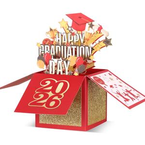 POPGIFTU Graduation Pop Up Card 2026 3D Happy Graduation Card with Envelope, Congrats Grad Cards for High School or College Graduate, Money & Gift Card Holder