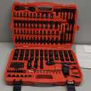 LLNDEI 1/4 & 3/8 Inch Drive Impact Socket Set, 186 Pieces Metric and Standard Full Sockets, CR-V Deep & Shallow Sockets Tool Set with Ratchet Wrench Handle, Spark Plug Socket, Bits for Mechanic