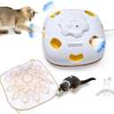 ORSDA Cat Toys for Indoor Cats, 4 in 1 Interactive Automatic Kitten Toys Hide and Seek with Mat, 8 Holes Mice Whack-A-Mole, Moving Wand Teaser Feathers,Rechargeable Electric Exercise Kicker Kitty Toy