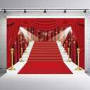 INRUI Red Curtain Stage Photography Background Red Carpet Film Stars Celebrity Party Banner Backdrop (7x5FT)