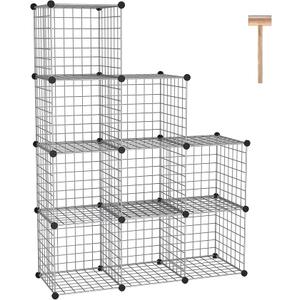C&AHOME Wire Cube Storage, 9 - Cube Organizer Metal C Grids, Modular Shelves Units, Closet Organizer, Ideal for Home, Office, Living Room, 36.6”L x 12.4”W x 48.4”H, Silver Gray UWCS3009G