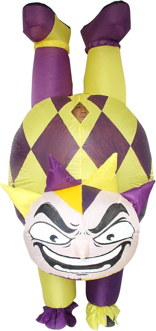 Inflatable Handstand Costume for Adults Halloween Funny Blow-Up Costume (Purple)