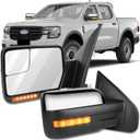 OCPTY Tow Mirrors Power Heated Left Driver Right Passenger Side Towing Mirrors Fit For 2004-2014 For Ford For F-150 Pickup Truck With Puddle Light Turn Signal Light Flat Convex Glass Chrome Housing