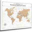 IPIC - Vintage World Map Canvas Wall Art, Large Travel Map Print for Home, Office, or Study, Push Pin Map Decor for Travel Lovers, Ready to Hang (30"L x 24"W)