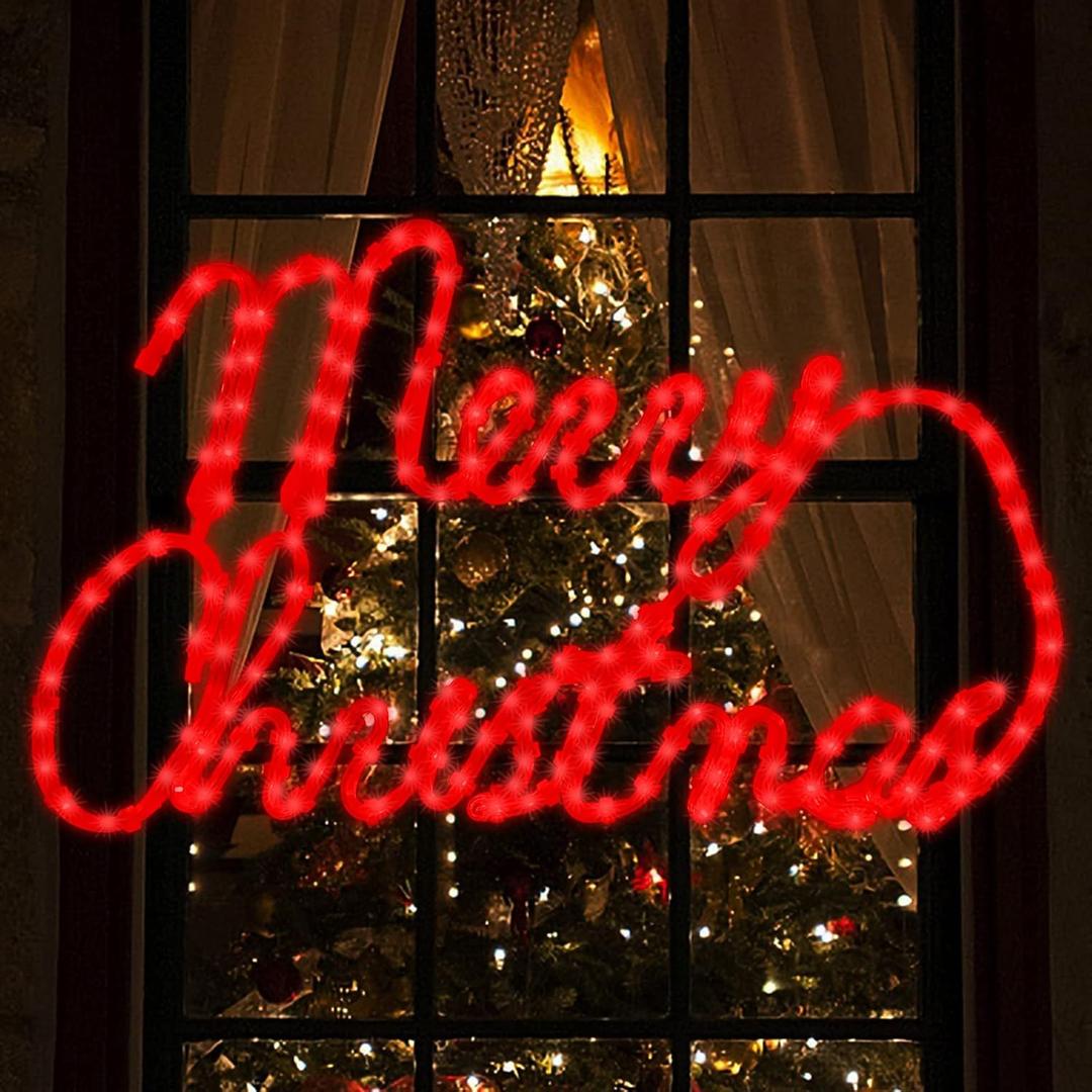 24 Inch Christmas Window Silhouette Lights,Merry Christmas Window Silhouette Lights,Double Side Lamp Decoration for Holiday Indoor Wall Door Glass Decorations