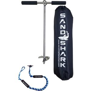 SandShark Lite 18" Sand Anchor, Tested & Proven to Hold Watercraft Secure, Auger to The Beach or Sandbar for Jet Ski, PWC, Pontoon, Kayak, Canoe, Stainless Steel 18 in w/Padded Case & 4-5.5" Bungee