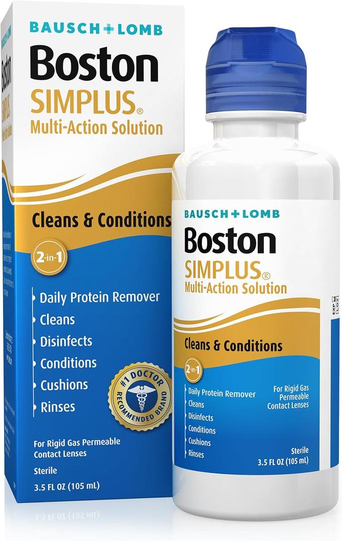 Boston SIMPLUS Multi-Action Solution, Cleans & Conditions Rigid Gas Permeable (RGP) Lens, Daily Protein Remover, 3.5 Fl Oz
