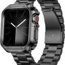 BINLUN Compatible with Apple Watch Band 49mm 46mm 45mm 44mm 42mm 41mm 40mm 38mm Stainless Steel Metal Watch Strap with TPU Watch Case Compatible with iWatch Series Ultra/11/10/9/8/7/SE2/SE/6/5/4/3/2/1 (Black)