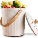 LALASTAR Countertop Compost Bin with Lid, Made of Sustainable Bamboo Fiber, Odorless Kitchen Compost Bucket, 1 Gallon, Cream