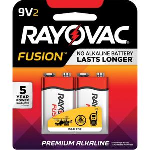 Rayovac Fusion Advanced Alkaline Batteries, 9V, 2/Pack