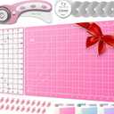 Rotary Cutter Set pink - Quilting Kit incl. 45mm Fabric Cutter, 5 Replacement Blades, A3 Cutting Mat, Acrylic Ruler and Craft Clips - Ideal for Crafting, Sewing, Patchworking, Crochet & Knitting y
