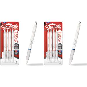 SHARPIE S-Gel, Gel Pens, Medium Point (0.7mm), White Barrel, Assorted Ink Colors, 4 Count (Pack of 2)