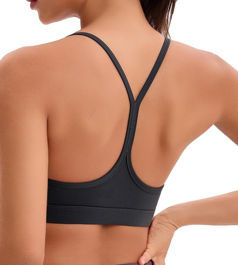 Women's Sports Bras Y Back Racerback Removable Padded Strap Yoga Bras Low Impact Workout Top (Medium, Charcoal)