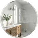 30 Inch Round Frameless Bathroom Mirror with Solid Backing, Beveled Edge Circle Vanity Mirror for Over Sink, Large Wall Mirror for Entryway Fireplace