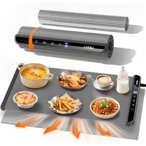 Food Warming Mat with Heat-Resistant Pad, 26X15 Inch, 6 Temperature & 6 Timer Settings, Child Lock Safety,Food Warmer Chafing Dishes for Buffet,Gatherings,Parties,Everyday Use