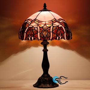 Tiffany Lamp Touch Control Table Lamp Pink Stained Glass Desk Lamp 12X12X19 Inches Jewelry Style Reading Light