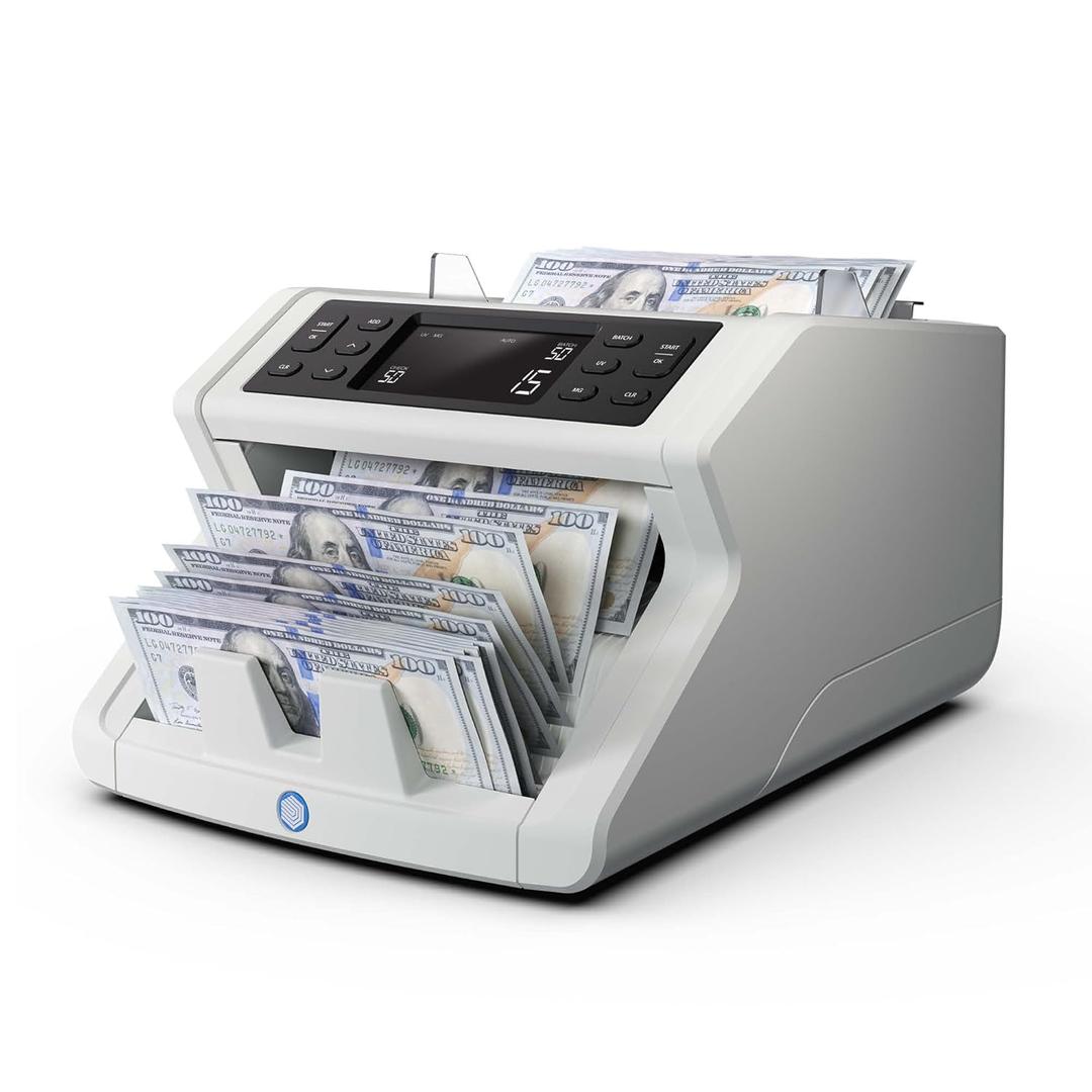Safescan 2250 Money Counter Machine with Counterfeit Detection, Multi-Currency, Add/Batch Modes, LCD-Display, High-Speed Counts and Sorts 1,000 bills per minute, 3 Point Counterfeit Check