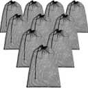 TecUnite 10 Pcs Mesh Laundry Bags with Drawstring Multicolor Mesh Sack Bag Nylon Gift Dishwasher Bag with Sliding for Storage Clothes Socks Jewelry Gifts Toys Fruit (12 x 16 Inch, Black)