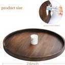 Gurfuy Round Wood Ottoman Serving Tray 24" - Rustic Wooden Table Tray for Farmhouse Decorative Oversized Coffee Table Trays Living Room Kitchen Counter Breakfast Brown