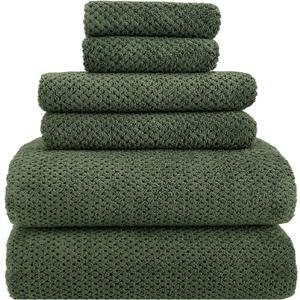 YTYC 29x59 Inch Bath Towels Set of 6 Large, Super Soft Absorbent Lint Free Microfiber Towels for Bathroom 80% Polyester (Olive Green, 6 Piece)