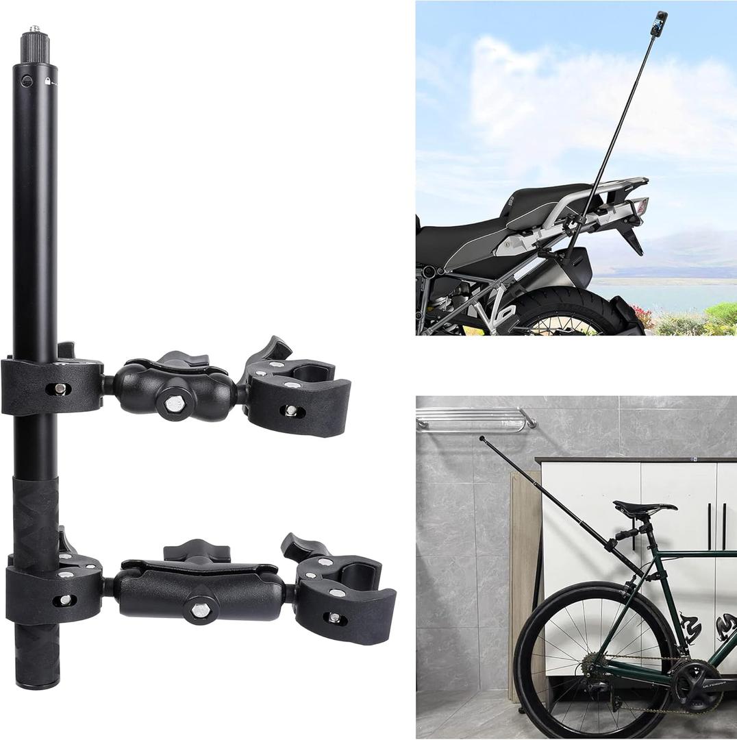 PellKing Motorcycle Bike Handlebar Clamp Mount and 61" Invisible Selfie Stick for Insta360 X5 X4 X3 X2 X ONE RS R GO 3 Camera