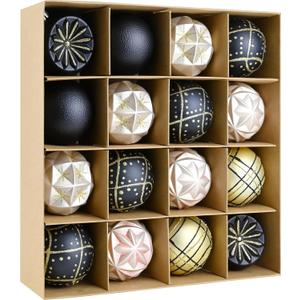 16PCS Christmas Balls Ornaments - 2.36in Black and Gold Christmas Tree Decorations, Shatterproof Hanging Balls for Christmas Xmas Tree Holiday Wreath Decor (Black & Gold)