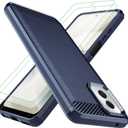 for Moto G Power 5G 2024 Case: with 2pcs Screen Protector Shock-Absorption Flexible TPU Rubber Protective Cover for Motorola Moto G Power 5G 2024(Navy Blue)