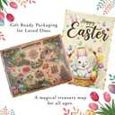 7 x Happy Easter Garden Flag - Gift Ready Packed - Easter Decorations Outdoor, Spring Decor Premium Linen Yard Flags for Outside, Winking Bunny & Eggs 12x18 Inch Double Sided (Beige)