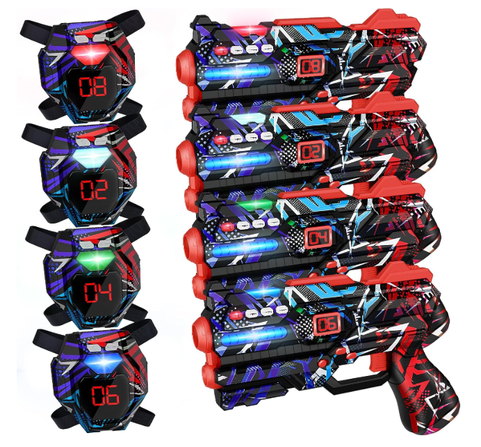 Laser Tag Guns Set of 4 Laser Tag Guns with Digital LED Score Display Vests,Gifts for Teens and Adults Boys & Girls,Adults and Family Fun,Gift for Kids Ages 8 9 10 11 12+Year Old Boy